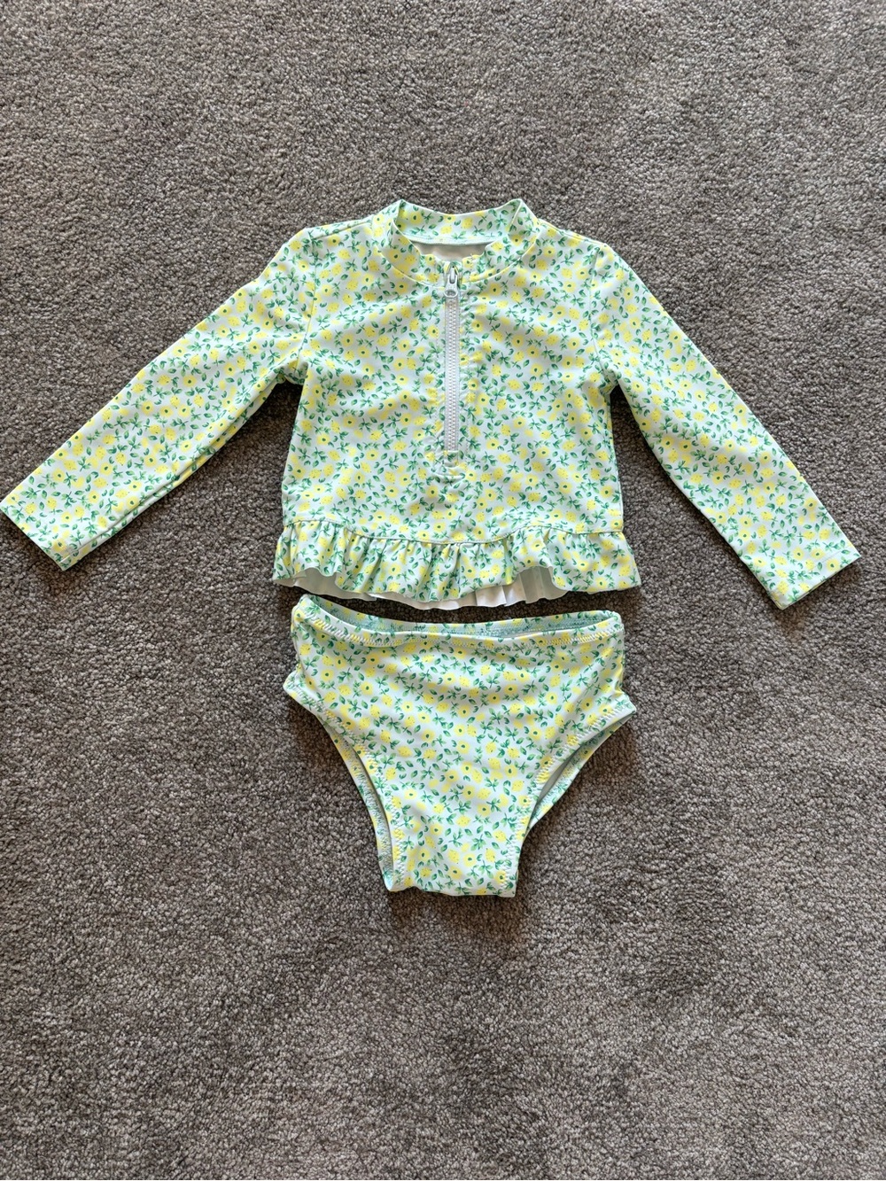GAP toddler Yellow Floral Long Sleeve Rashguard Two-Piece Swim Set